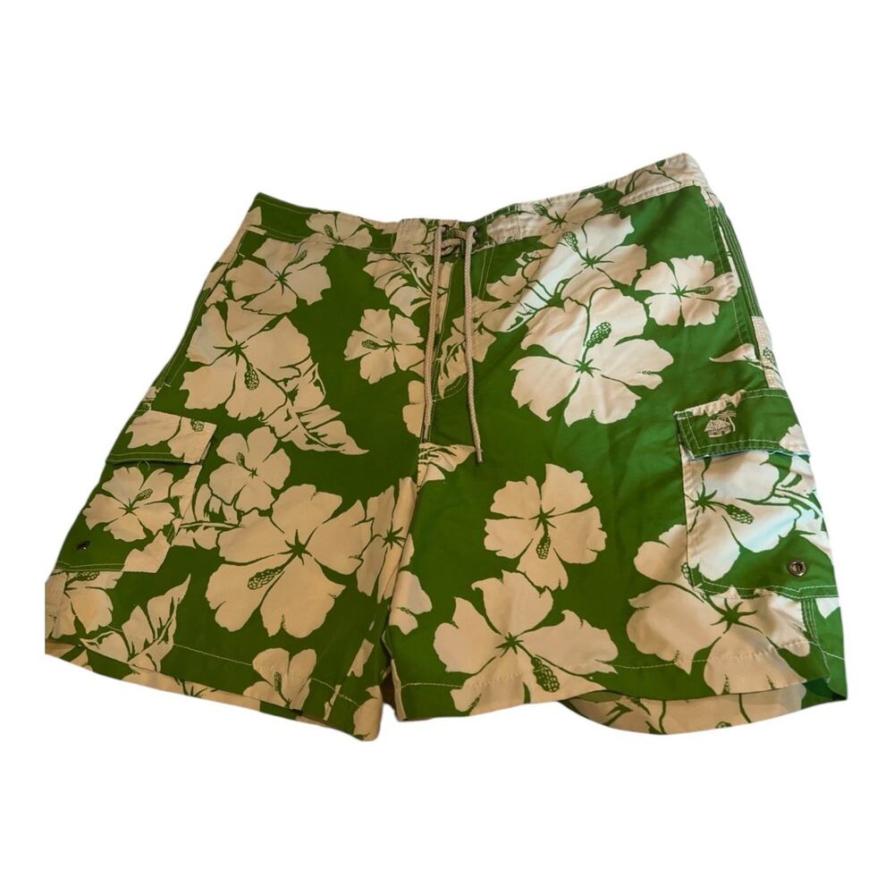 Caribbean Joe Hawaiian Kelly Green White Swim Trunks Rn0100576 Men’s Size XL